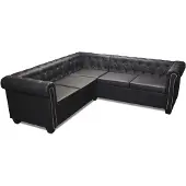 vidaXL Hörnsoffa 5-sitsig Chesterfield konstläder svart