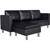 vidaXL Divansoffa 3-sits konstläder svart