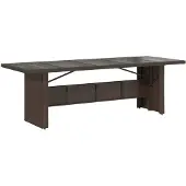 vidaXL Trädgårdsbord med glasskiva brun 240x90x75 cm konstrotting