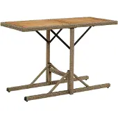 vidaXL Trädgårdsbord beige massivt akaciaträ och konstrotting
