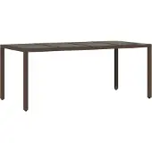 vidaXL Trädgårdsbord med glasskiva brun 190x90x75 cm konstrotting