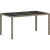 vidaXL Trädgårdsbord med Glasbordsyta, Matbord, Middagsbord, Utemöbel för Terrass, Ljusgrå 368125