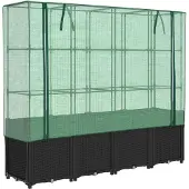 vidaXL Upphöjd planteringslåda med rotinutseende 160x40x153 cm, upphöjd trädgårdsplanteringslåda, upphöjd blomlåda, 4015817