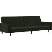 vidaXL Bäddsoffa 2-sits mörkgrön sammet