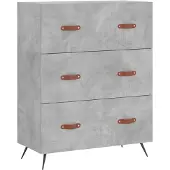 vidaXL Byrå betonggrå 69,5x34x90 cm konstruerat trä