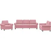 vidaXL Soffgrupp med dynor 3 delar rosa sammet