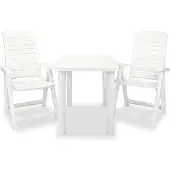 vidaXL Caféset 3 delar plast vit