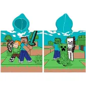 MCU Minecraft badponcho med huva 100 % bomull
