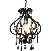 vidaXL Taklampa med pärlor svart rund E14