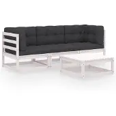 vidaXL Loungegrupp med dynor 4 delar massiv furu