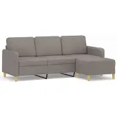 vidaXL 3-sitssoffa med fotpall taupe 180 cm tyg