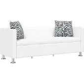vidaXL Soffa 3-sits konstläder vit