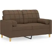 vidaXL 2-sits soffa med prydnadskuddar brun 120 cm tyg