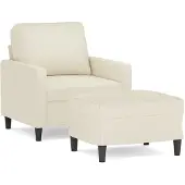 vidaXL Fåtölj med fotpall Gräddvit 60 cm sammet