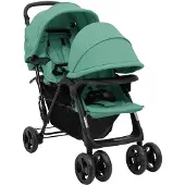 vidaXL Tandem tvillingvagn grön stål