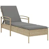 vidaXL Solsäng med dyna beige 63x200x81 cm konstrotting