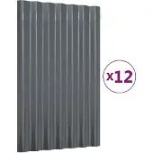 vidaXL Takplåt 12 st pulverlackerat stål antracit 60x36 cm