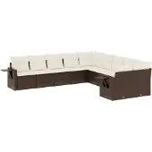 vidaXL Loungegrupp 10 delar med brun dynor konstrotting