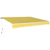 vidaXL Markis manuellt infällbar 600 cm gul/vit