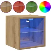 vidaXL Väggmonterad tv-bänk LED artisan ek 30x28,5x30 cm