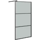 vidaXL Duschvägg 115x195cm halvfrostat ESG-glas svart