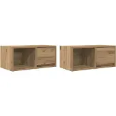 vidaXL TV-bänkar 2 st hantverksmässig ek 60x31x25,5 cm konstruerat trä