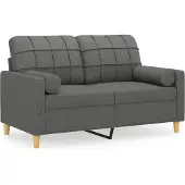 vidaXL 2-sits soffa med prydnadskuddar mörkgrå 120 cm tyg