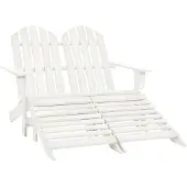 vidaXL Adirondackstol med fotpall 2-sits vit granträ