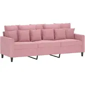 vidaXL 3-sitssoffa rosa 180 cm sammet