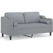 vidaXL 2-sits soffa med prydnadskuddar ljusgrå 140 cm tyg