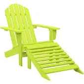 vidaXL Adirondackstol med fotpall massivt granträ grön