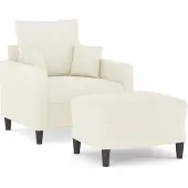 vidaXL Fåtölj med fotpall Gräddvit 60 cm sammet
