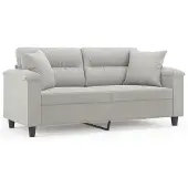 vidaXL 2-sitssoffa med prydnadskuddar ljusgrå 140 cm mikrofibertyg