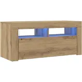 vidaXL TV-bänk med LED-lampor artisan ek 90x35x40 cm konstruerat trä