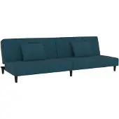 vidaXL Bäddsoffa 2-sits med två kuddar blå sammet
