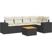 vidaXL Loungegrupp med dynor 6 delar svart konstrotting