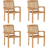vidaXL Stapelbara trädgårdsstolar 4 st massiv teak