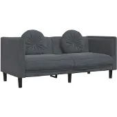 vidaXL Soffa med kuddar 2-sits mörkgrå sammet