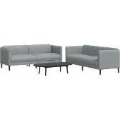 vidaXL Soffgrupp 2 delar ljusgrå tyg