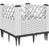 vidaXL Odlingslåda med piggar vit 43,5x43,5x43,5 cm PP