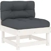 vidaXL Mittensoffa med dynor vit massiv furu