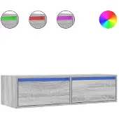 vidaXL TV-bänk med LED-belysning grå sonama 100X35,5x25 cm