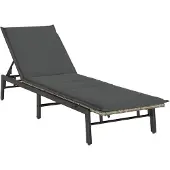 vidaXL Solsäng med dyna ljusgrå konstrotting
