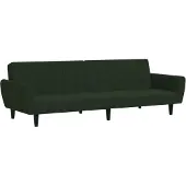 vidaXL Bäddsoffa 2-sits mörkgrön sammet