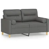 vidaXL 2-sits soffa med prydnadskuddar mörkgrå 120 cm tyg