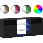 vidaXL TV-bänk med LED-lampor svart ek 120x30x50 cm konstruerat trä