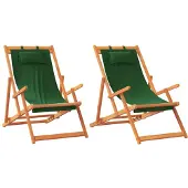 vidaXL Hopfällbara strandstolar 2 st grön tyg