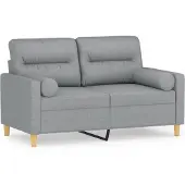 vidaXL 2-sits soffa med prydnadskuddar ljusgrå 120 cm tyg