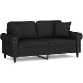 vidaXL 2-sitssoffa med prydnadskuddar svart 140 cm sammet
