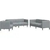 vidaXL Soffgrupp 3 delar ljusgrå tyg